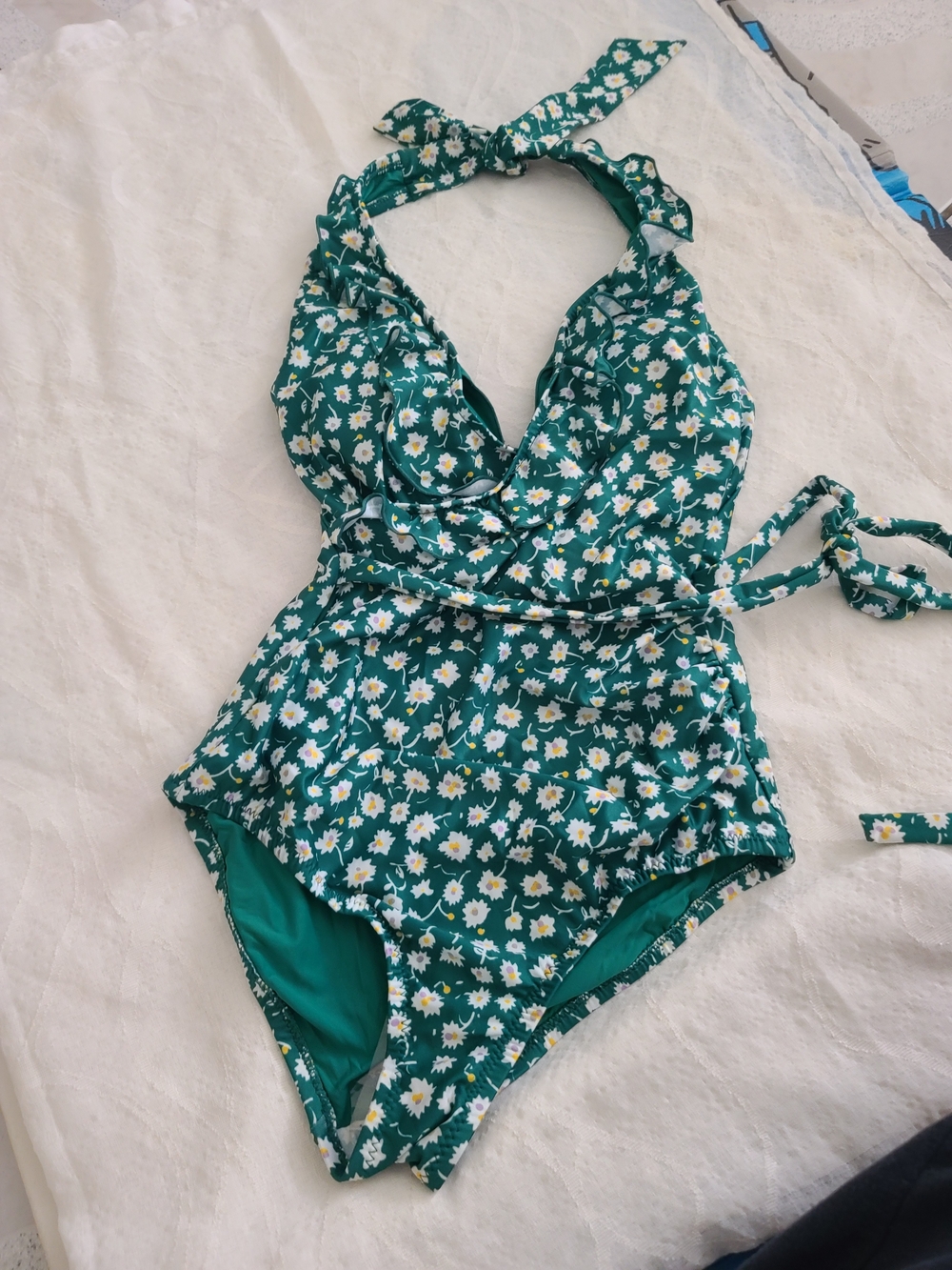 ModCloth Green Floral One-Piece Swimsuit